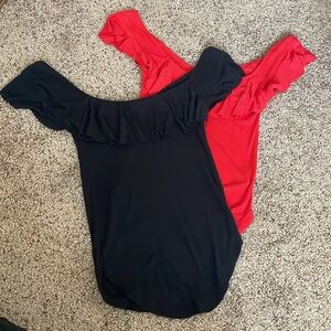 Free people Ribbed off the shoulder tops